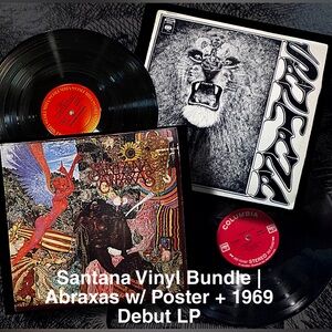 Santana Vinyl LP Bundle – Abraxas w/ Original Poster + 1969 Debut (Columbia)